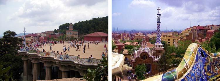 Figura 3. Antoni Gaudi, el parque y la ciudad. Mirador del Parque Guell, Fotografias de Feridena, Italia.