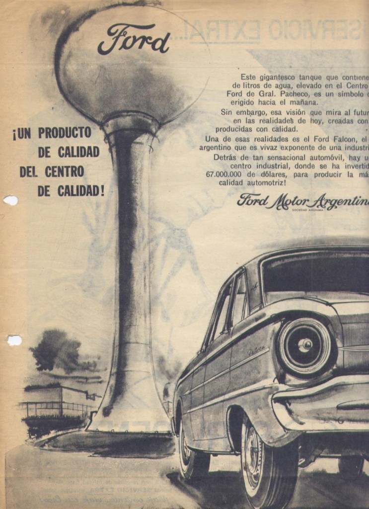 Fábrica Ford en General Pacheco. Publicidad de la revista Vea y Lea, 26 Sept. 1963.