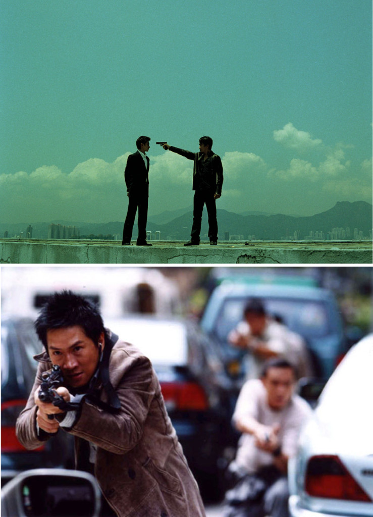 La mezcla de perfección formal, desolación urbana y melancolía viril, reciclada en Oriente a partir de clichés resucitados por Mann: Asuntos Infernales (Wu Jian Dao, 2002) y Breaking News (Dai Si Gein, 2004). 