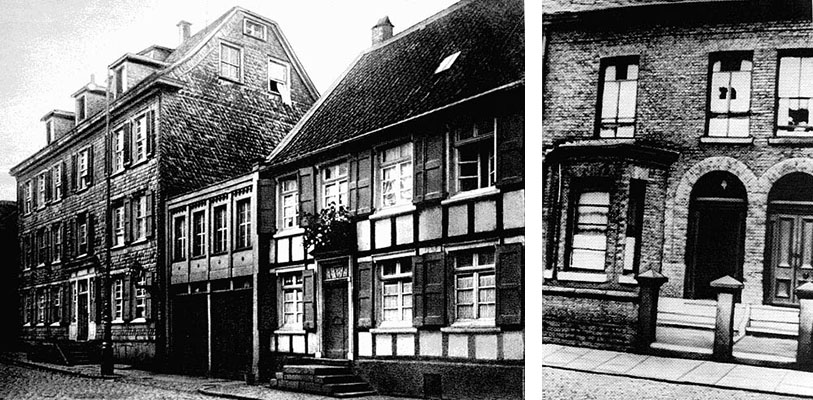 A la izquierda, la casa donde nació Engels y vivió hasta sus 18 años; a la derecha, su residencia en Manchester entre 1858 y 1870.