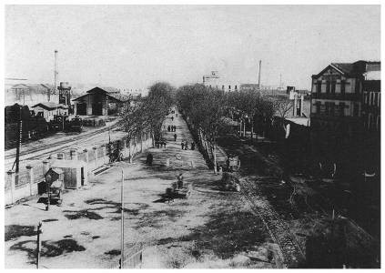 Figura 8. Avenida Icaria, principios siglo XX. La antigua Av. Icaria como bulevar peatonal y de circulación vehicular (fuente: Ferrán Sala).