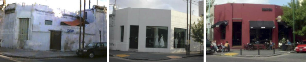 Fig. 6. Palermo Viejo 1998: Vivienda / 2002: Local Indumentaria / 2006: Bar. Fuente: GCBA.